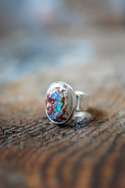 Holiday Lights Rainbow Fire Opal Ring Raw Opal