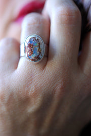 Holiday Lights Rainbow Fire Opal Ring Raw Opal