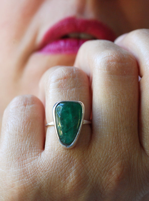 Raw Emerald Gem Ring