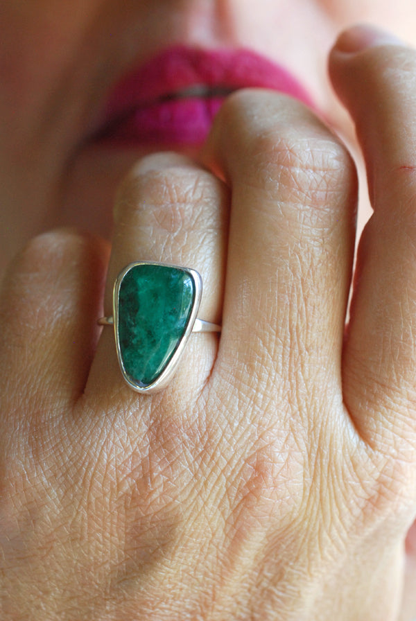 Raw Emerald Gem Ring