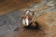 Gem Copper Red Rutilated Crystal Quartz Statement Ring