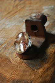 Gem Copper Red Rutilated Crystal Quartz Statement Ring