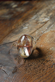 Gem Copper Red Rutilated Crystal Quartz Statement Ring