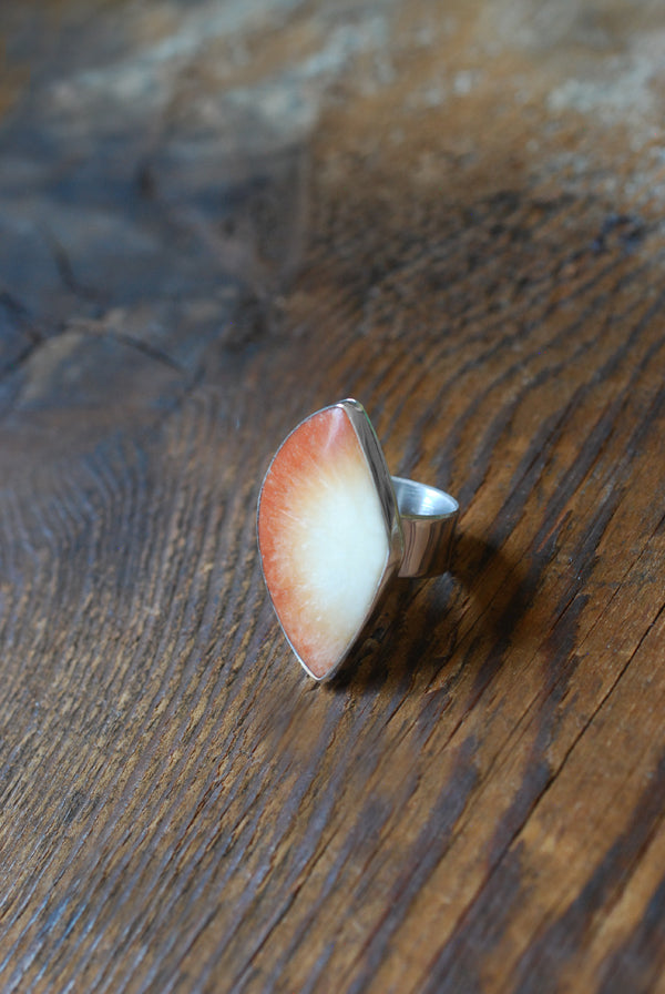 Summer Solstice Ring Red Scolecite Crystal