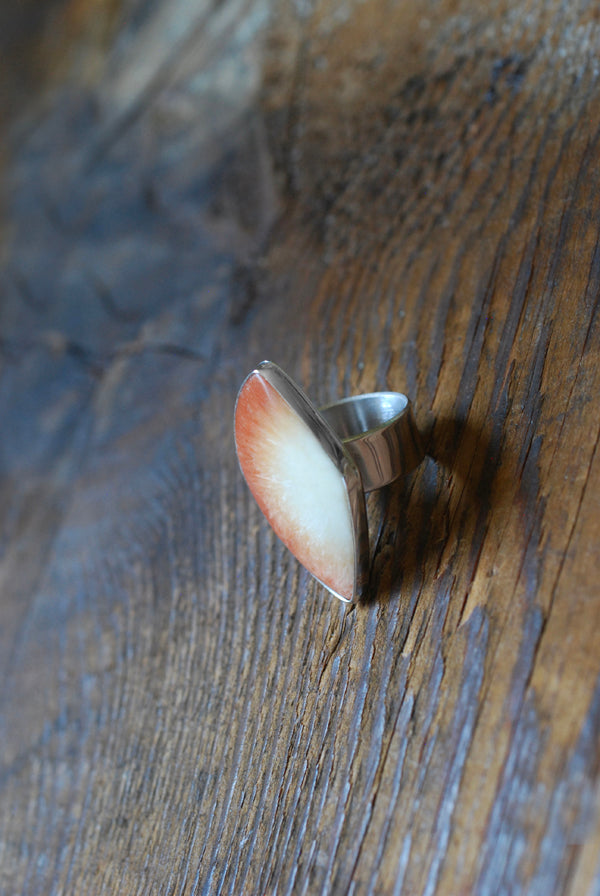 Summer Solstice Ring Red Scolecite Crystal