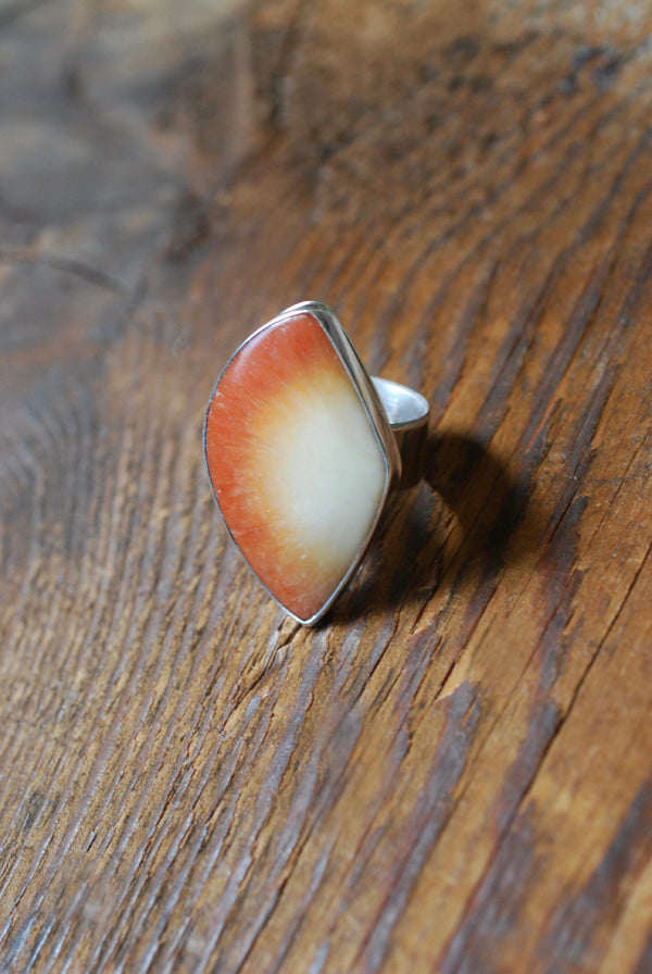 Summer Solstice Ring Red Scolecite Crystal