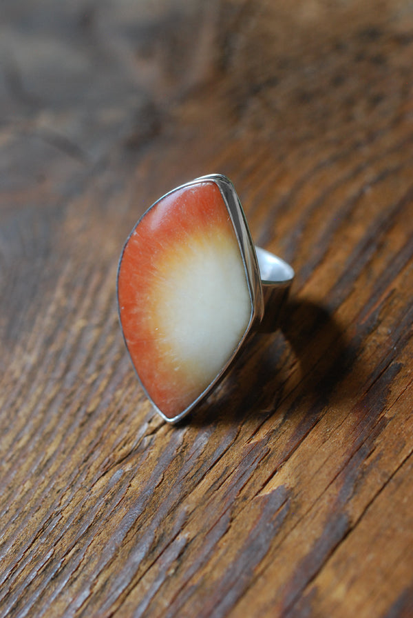 Summer Solstice Ring Red Scolecite Crystal