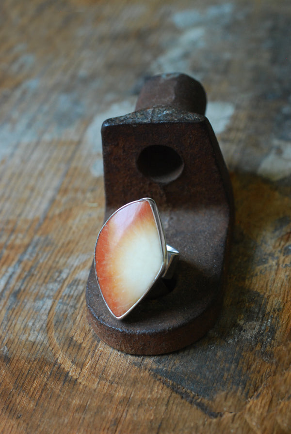 Summer Solstice Ring Red Scolecite Crystal