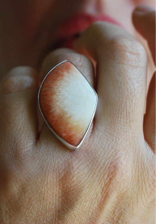 Summer Solstice Ring Red Scolecite Crystal