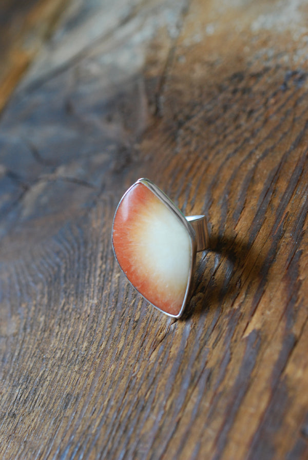 Summer Solstice Ring Red Scolecite Crystal