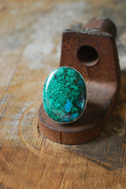 Reef Ring Chrysocolla Malachite Feather Plumes