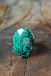 Reef Ring Chrysocolla Malachite Feather Plumes