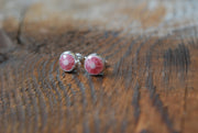 Rhodochrosite Bullseye Gem Studs