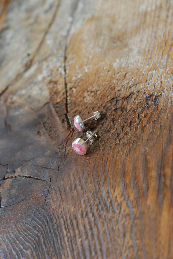 Rhodochrosite Bullseye Gem Studs