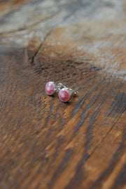 Rhodochrosite Bullseye Gem Studs