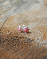 Rhodochrosite Bullseye Gem Studs