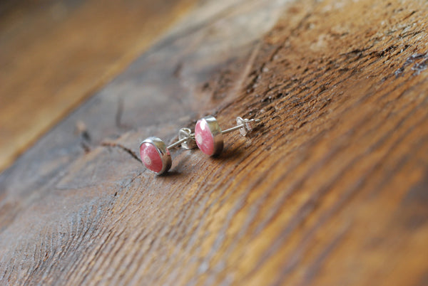 Rhodochrosite Bullseye Gem Studs