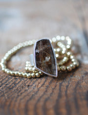 Smoky Christmas Star Ring Rutilated Smoky Quartz