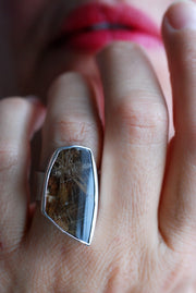 Smoky Christmas Star Ring Rutilated Smoky Quartz