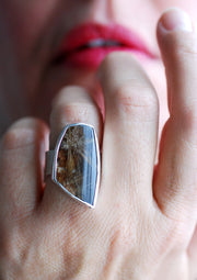 Smoky Christmas Star Ring Rutilated Smoky Quartz