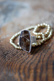 Smoky Christmas Star Ring Rutilated Smoky Quartz
