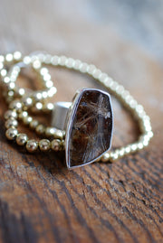 Smoky Christmas Star Ring Rutilated Smoky Quartz