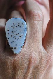 Falling Snow Ring Rare Form Old Stock Montana Dendritic Agate