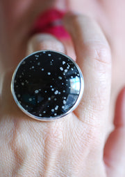 Snowy Night Ring Cosmic Obsidian