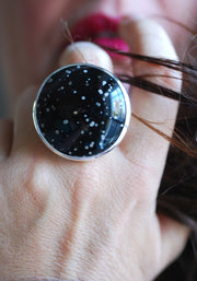 Snowy Night Ring Cosmic Obsidian