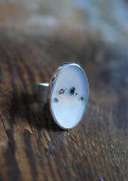Snowy Field Ring Old Stock Montana Agate