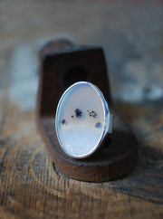 Snowy Field Ring Old Stock Montana Agate