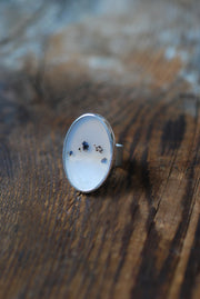 Snowy Field Ring Old Stock Montana Agate