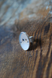 Snowy Field Ring Old Stock Montana Agate