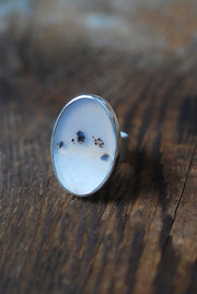 Snowy Field Ring Old Stock Montana Agate
