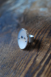 Snowy Field Ring Old Stock Montana Agate