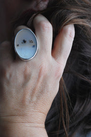 Snowy Field Ring Old Stock Montana Agate