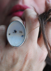 Snowy Field Ring Old Stock Montana Agate