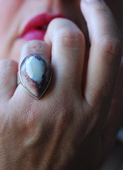 Dollybird Snowy Opal Ring White Fire Opal