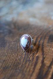 Dollybird Snowy Opal Ring White Fire Opal