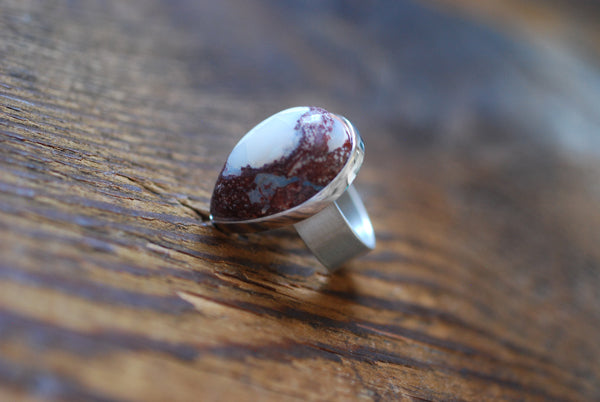 Dollybird Snowy Opal Ring White Fire Opal