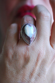 Dollybird Snowy Opal Ring White Fire Opal