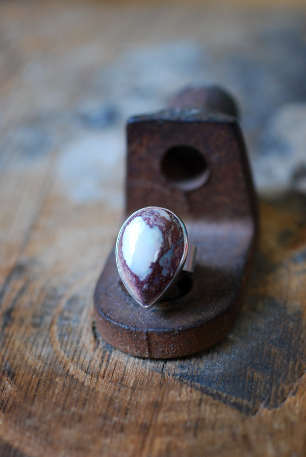 Dollybird Snowy Opal Ring White Fire Opal