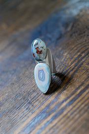 Summer Flowers Ring Moss Agate And Pink Laguna