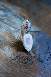 Summer Flowers Ring Moss Agate And Pink Laguna
