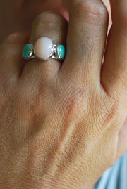 Dust And Bloom Ring American Turquoise And Pink Opal