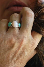 Dust And Bloom Ring American Turquoise And Pink Opal