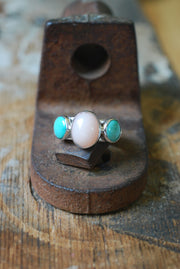 Dust And Bloom Ring American Turquoise And Pink Opal