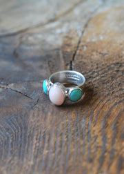 Dust And Bloom Ring American Turquoise And Pink Opal