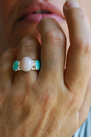 Dust And Bloom Ring American Turquoise And Pink Opal