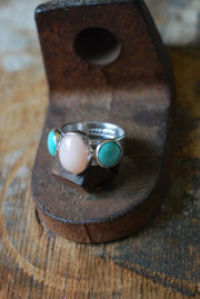Dust And Bloom Ring American Turquoise And Pink Opal
